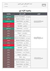 نتیجه تجمیعی تست کار تیمی بلبین